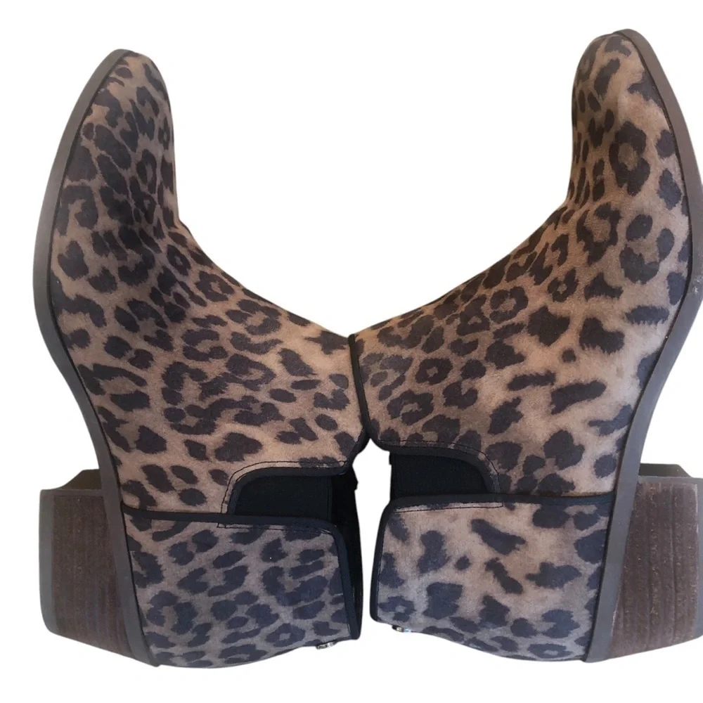 Sam Edelman Circus Animal Print Leopard Ankle Stacked Heel Zipper Bootie Size‎ 7